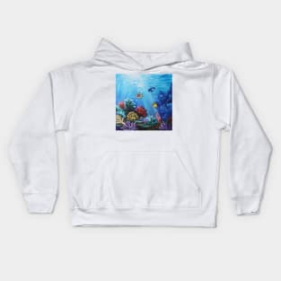 Blue Underwater Under the Sea Coral Reef Aquarium Saltwater Fish Kids Hoodie